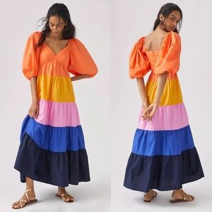 FARM Rio Colorful Maxi Dress - Orange, Yellow, Pink, Blue